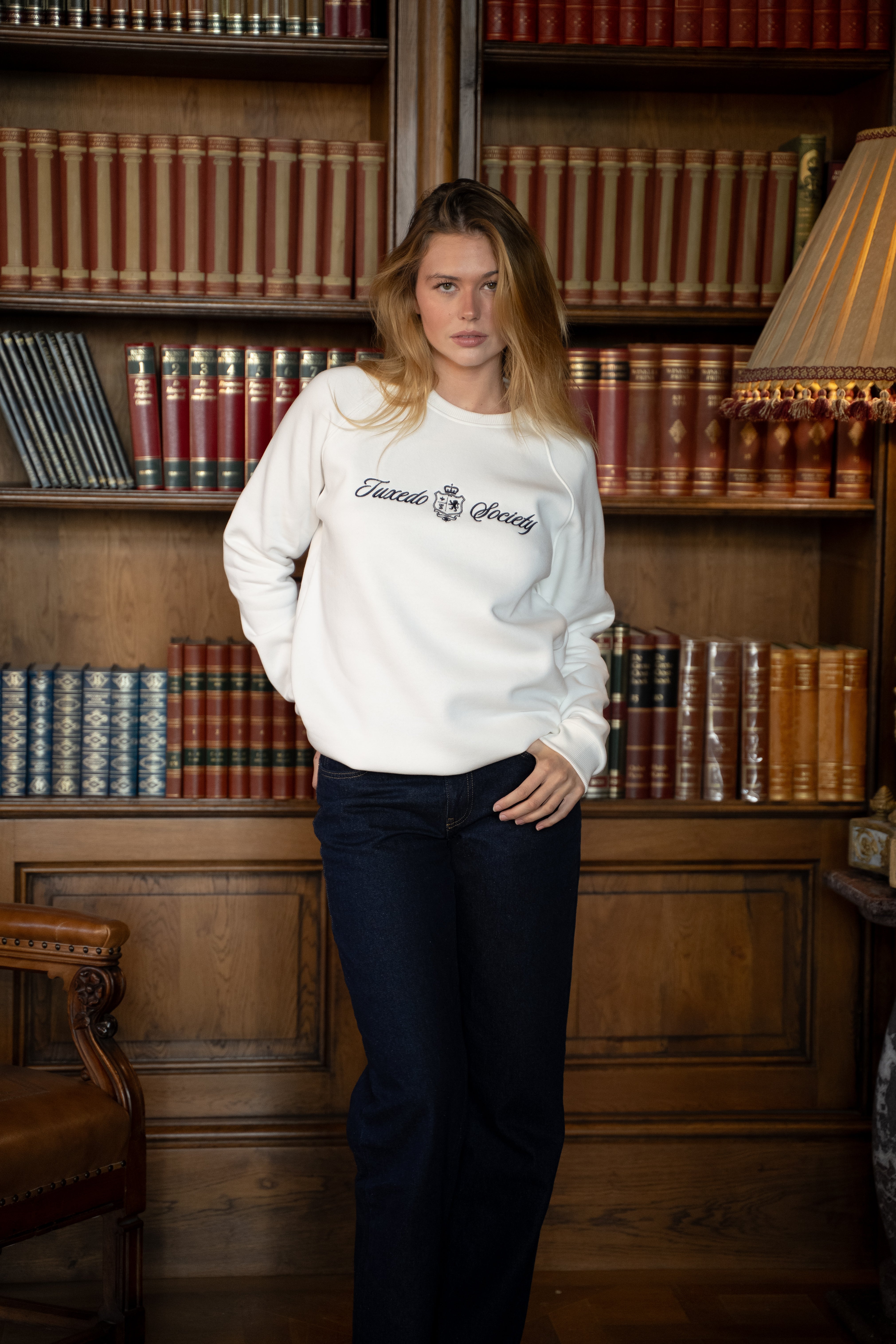 TS College Crewneck - White