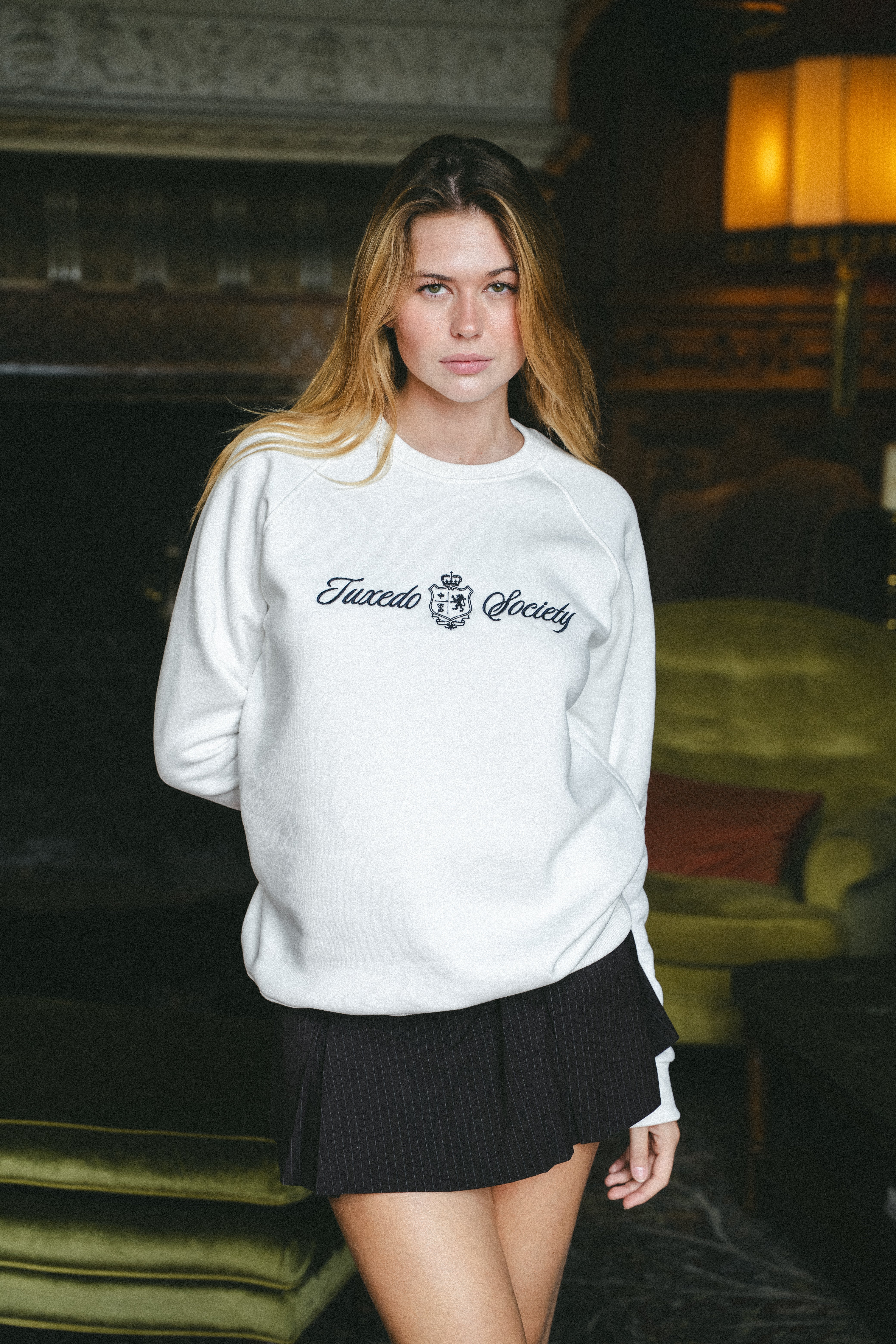 TS College Crewneck - White