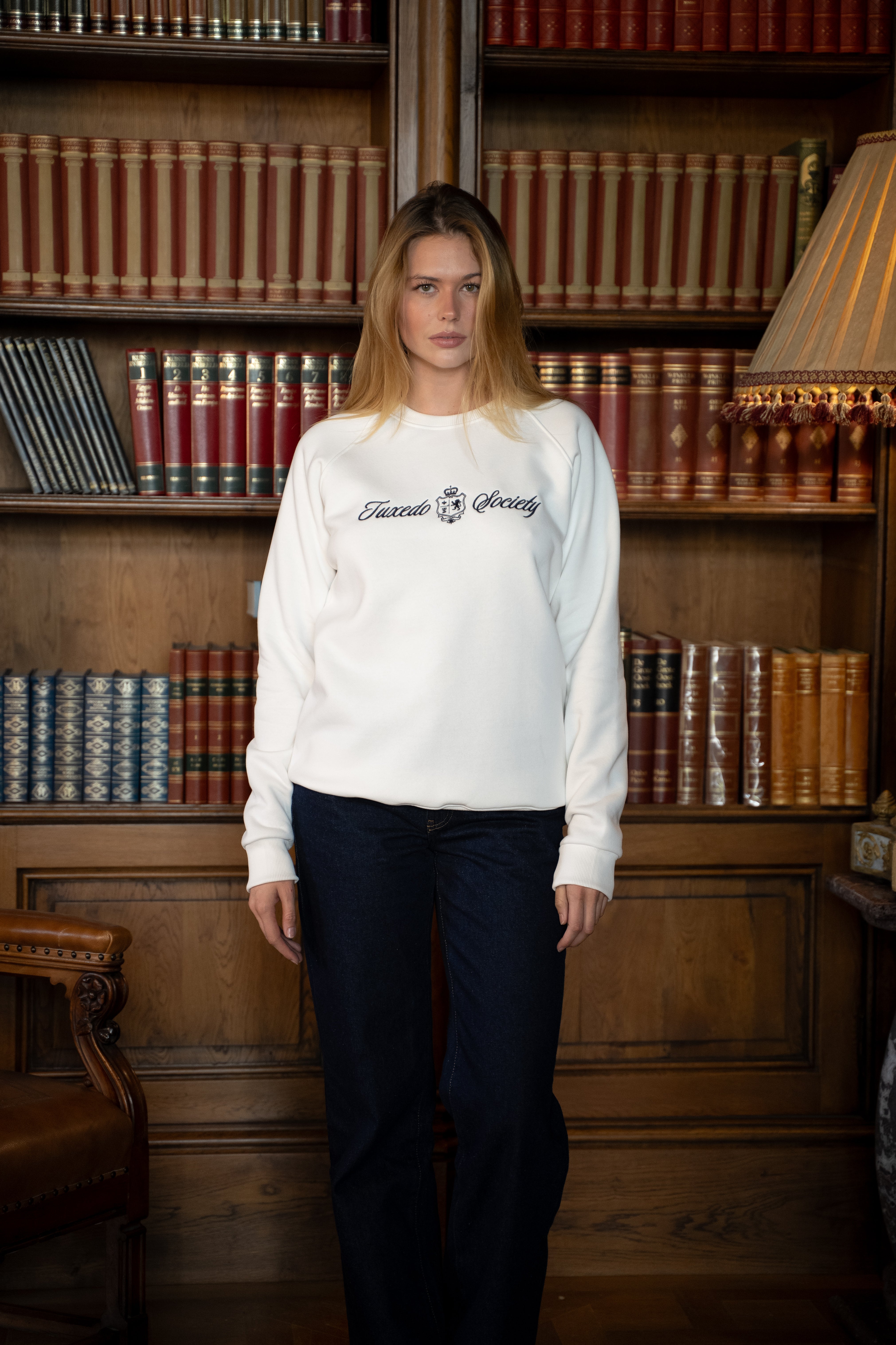 TS College Crewneck - White