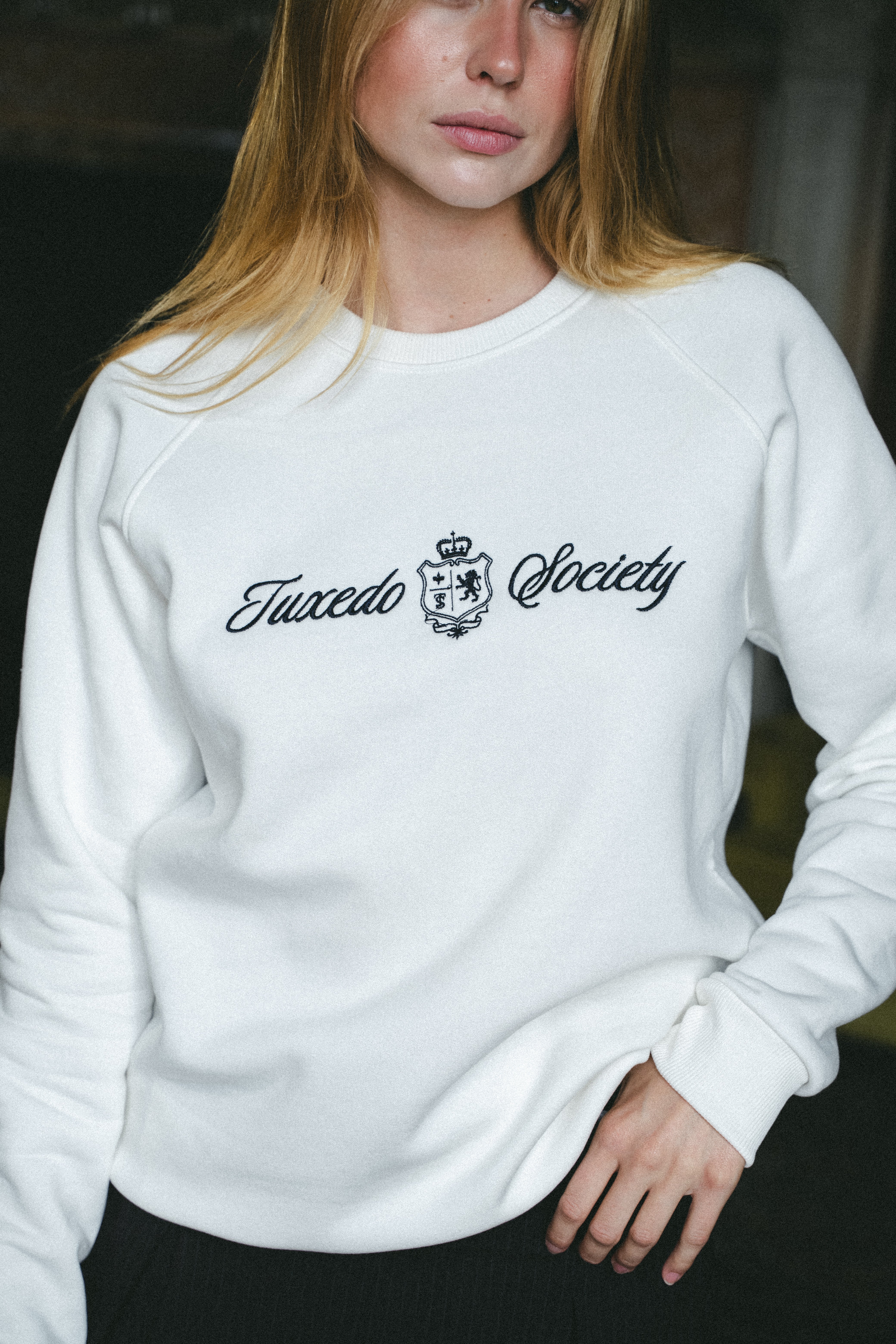 TS College Crewneck - White